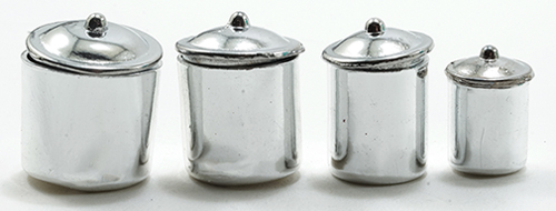 Dollhouse Miniature Canister Set, Stainless Steel, 3Pc
